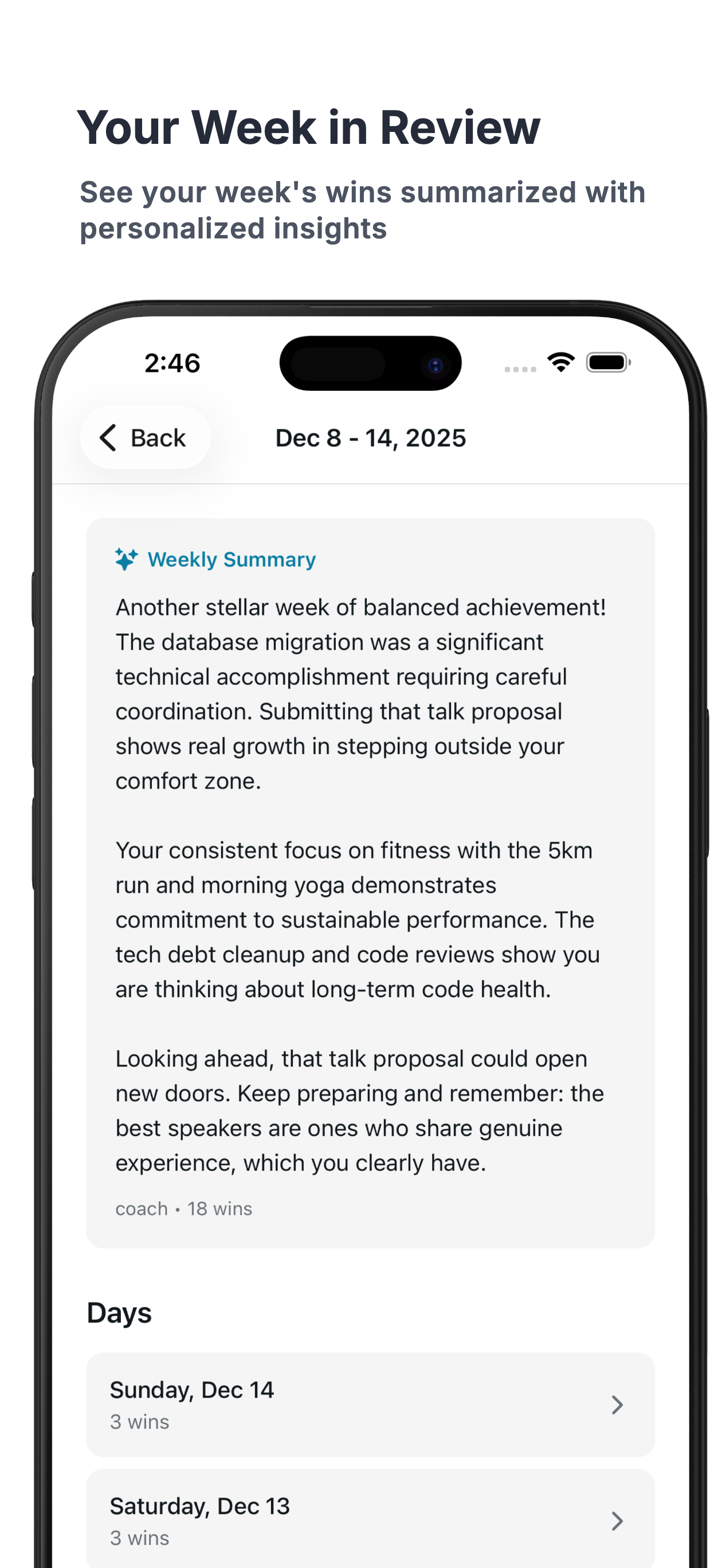 AI-generated weekly summary