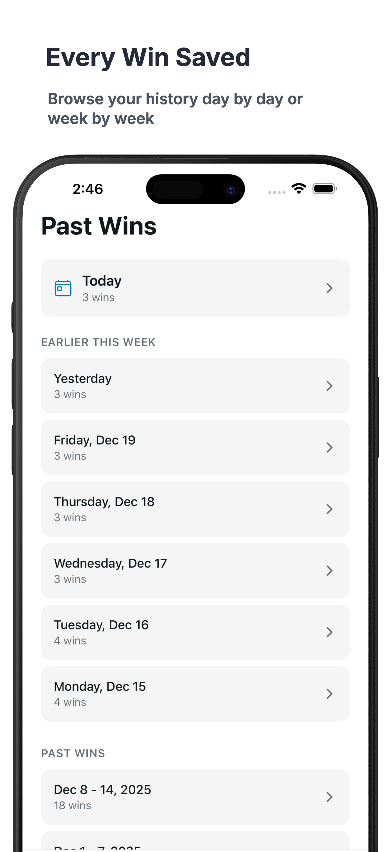 Past wins history